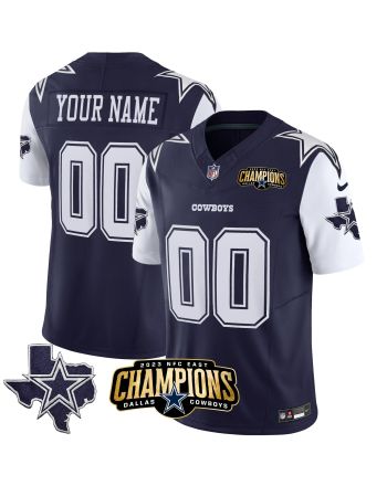 Dallas Cowboys 2023 NFC East Champions Patch Game Custom Men Jersey - Navy