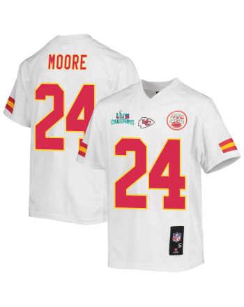 Skyy Moore 24 Kansas City Chiefs Super Bowl LVII Champions Youth Game Jersey - White