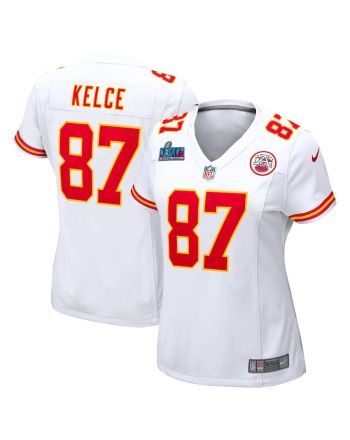 Travis Kelce 87 Kansas City Chiefs Women's Super Bowl LVII Patch Away Game Jersey - White