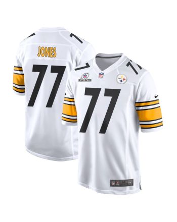 Broderick Jones 77 Pittsburgh Steelers 2023 Playoffs Patch Game Men Jersey - White