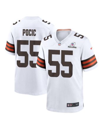 Ethan Pocic 55 Cleveland Browns 2023 Playoffs Patch Game Men Jersey - White