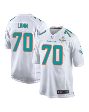 Kendall Lamm 70 Miami Dolphins 2023 Playoffs Patch Game Men Jersey - White