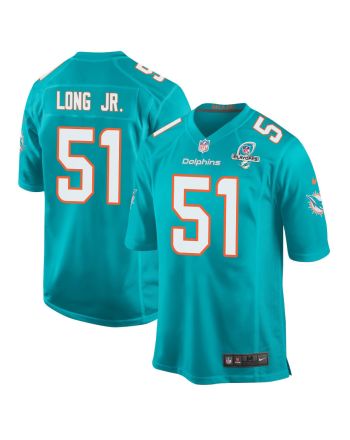 David Long Jr. 51 Miami Dolphins 2023 Playoffs Patch Game Men Jersey - Aqua