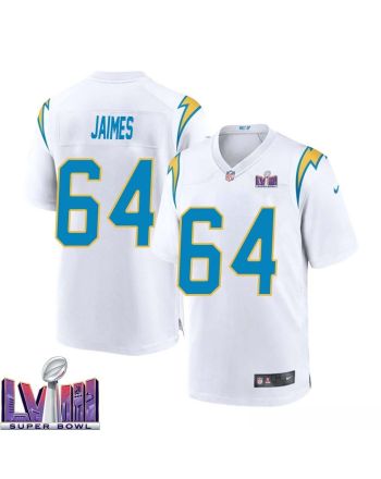 Brenden Jaimes 64 Los Angeles Chargers Super Bowl LVIII Men Away Game Jersey - White