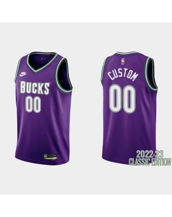 Milwaukee Bucks Custom 00 2022-23 Classic Edition Purple Men Jersey