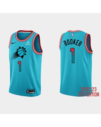 Phoenix Suns 1 Devin Booker 2022-23 City Edition Blue Men Jersey