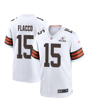 Joe Flacco 15 Cleveland Browns 2023 Playoffs Patch Game Men Jersey - White