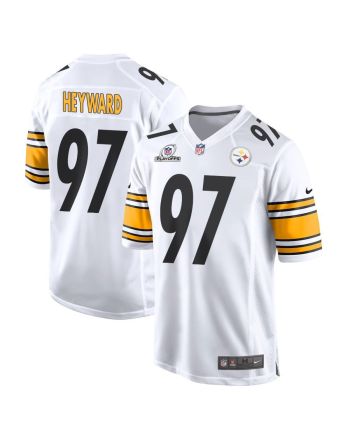 Cameron Heyward 97 Pittsburgh Steelers 2023 Playoffs Patch Game Men Jersey - White