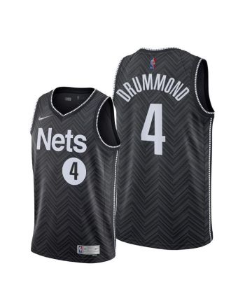 Andre Drummond 4 Brooklyn Nets 2022 Earned Edition Black Jersey Diamond Badge - Men Jersey