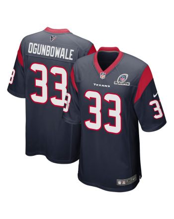 Dare Ogunbowale 33 Houston Texans 2023 Playoffs Patch Game Men Jersey - Navy