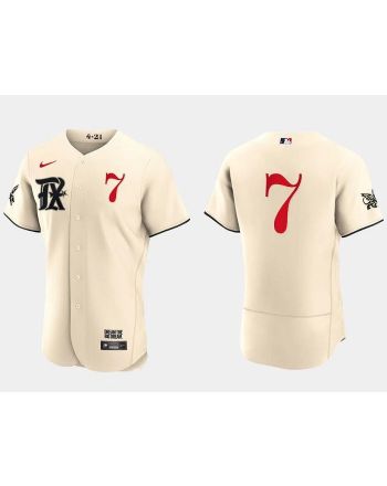 Ivan Rodriguez 7 Texas Rangers 2023 City Connect Flex Base Elite Jersey - Cream