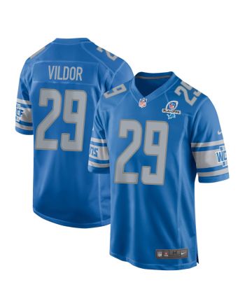 Kindle Vildor 29 Detroit Lions 2023 Playoffs Patch Game Men Jersey - Blue