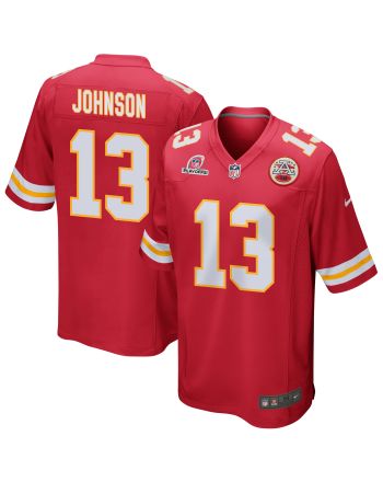 Nazeeh Johnson 13 Kansas City Chiefs 2023 Playoffs Patch Game Men Jersey - Red