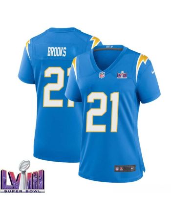 James Brooks 21 Los Angeles Chargers Super Bowl LVIII Women Home Game Jersey - Powder Blue