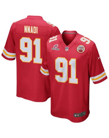 Derrick Nnadi 91 Kansas City Chiefs 2023 Playoffs Patch Game Men Jersey - Red