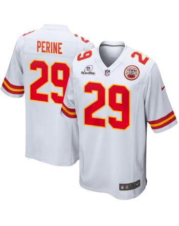 La'Mical Perine 29 Kansas City Chiefs 2023 Playoffs Patch Game Men Jersey - White