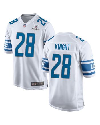 Zonovan Knight 28 Detroit Lions 2024 Divisional Patch Game Men Jersey - White