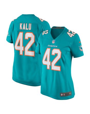 Joshua Kalu 42 Miami Dolphins Women Team Game Jersey - Aqua