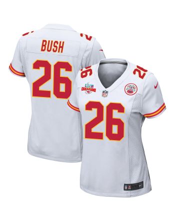 Deon Bush 26 Kansas City Chiefs Super Bowl LVII Champions 3 Stars Women Game Jersey - White