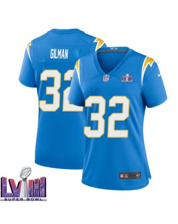 Alohi Gilman 32 Los Angeles Chargers Super Bowl LVIII Women Home Game Jersey - Powder Blue