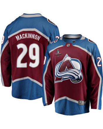 Nathan MacKinnon 29 Colorado Avalanche Stanley Cup 2023 Playoffs Patch Home Breakaway Men Jersey - Burgundy