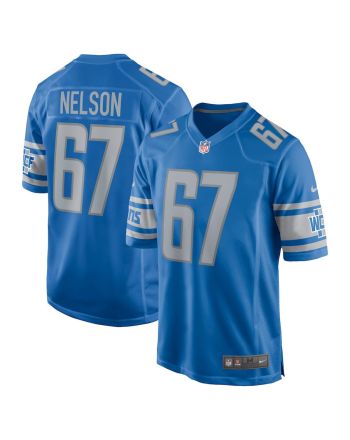 Matt Nelson 67 Detroit Lions Men Game Jersey - Blue