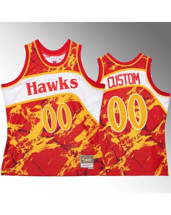 Custom 00 Atlanta Hawks Marble Swingman Red Hardwood Classics Jersey