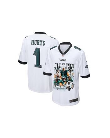 Jalen Hurts 1 Philadelphia Eagles Go Directly To Jalen Game YOUTH Jersey - White