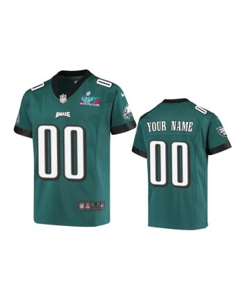 Philadelphia Eagles Custom 00 Youth Super Bowl LVII Game Jersey - Green