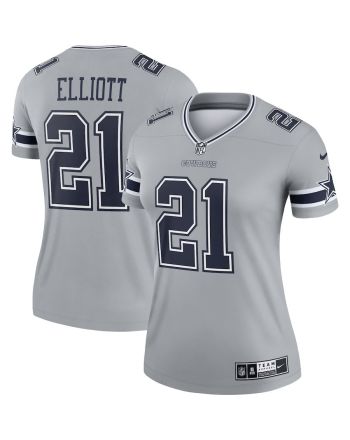 Ezekiel Elliott 21 Dallas Cowboys Women Inverted Legend Jersey - Gray