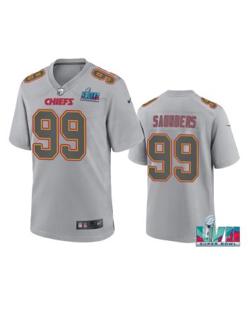 Khalen Saunders 99 Kansas City Chiefs Super Bowl LVII Patch Atmosphere Fashion Game Jersey - Gray