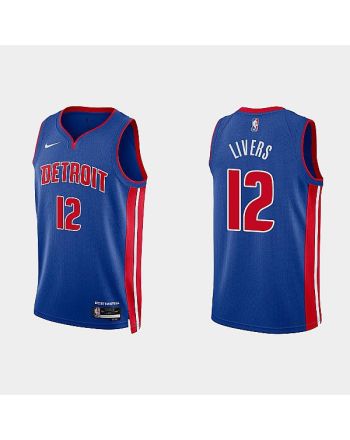 Detroit Pistons 12 Isaiah Livers 2022-23 Icon Edition Royal Men Jersey