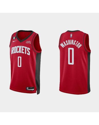 Houston Rockets 0 TyTy Washington 2022-23 Icon Edition Red Men Jersey