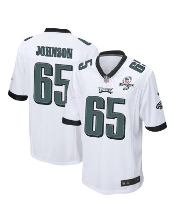 Lane Johnson 65 Philadelphia Eagles 2023 Playoffs Patch Game Men Jersey - White