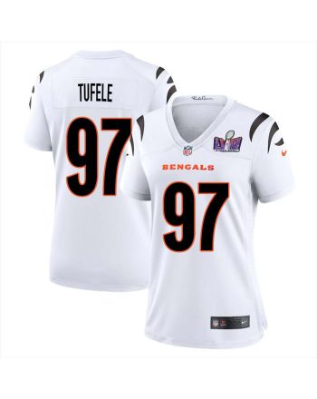 Jay Tufele 97 Cincinnati Bengals Super Bowl LVIII Women Away Limited Jersey - White