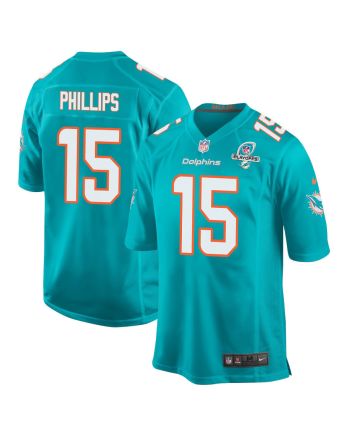 Jaelan Phillips 15 Miami Dolphins 2023 Playoffs Patch Game Men Jersey - Aqua