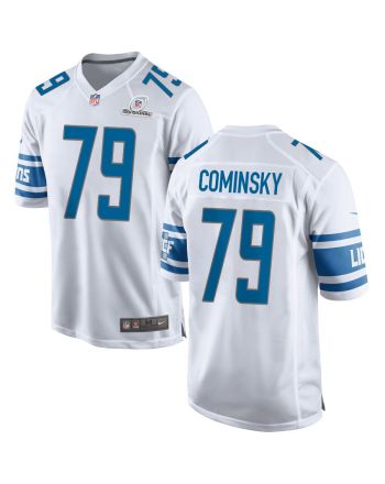 John Cominsky 79 Detroit Lions 2024 Divisional Patch Game Men Jersey - White