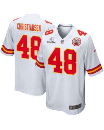 Cole Christiansen 48 Kansas City Chiefs 2024 Divisional Patch Game Men Jersey - White