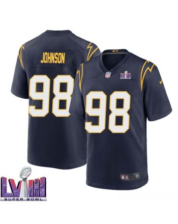 Austin Johnson 98 Los Angeles Chargers Super Bowl LVIII Men Alternate Game Jersey - Navy