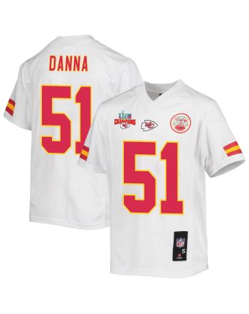 Mike Danna 51 Kansas City Chiefs Super Bowl LVII Champions 3 Stars Youth Game Jersey - White