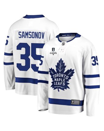 Ilya Samsonov 35 Toronto Maple Leafs Stanley Cup 2023 Playoffs Patch Away Breakaway Men Jersey - White