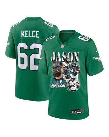 Jason Kelce 62 Philadelphia Eagles Fat Batman Signed Game Men Jersey - Kelly Green