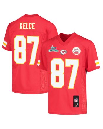 Travis Kelce 87 Kansas City Chiefs Super Bowl LVII Champions Youth Game Jersey - Red