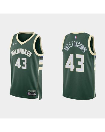 Milwaukee Bucks 43 Thanasis Antetokounmpo 2022-23 Icon Edition Hunter Green Men Jersey