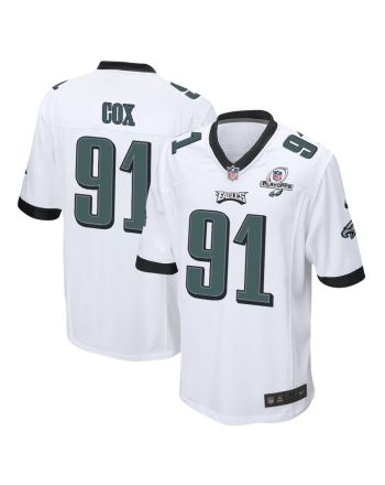 Fletcher Cox 91 Philadelphia Eagles 2023 Playoffs Patch Game Men Jersey - White