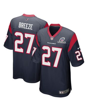 Brady Breeze 27 Houston Texans 2023 Playoffs Patch Game Men Jersey - Navy