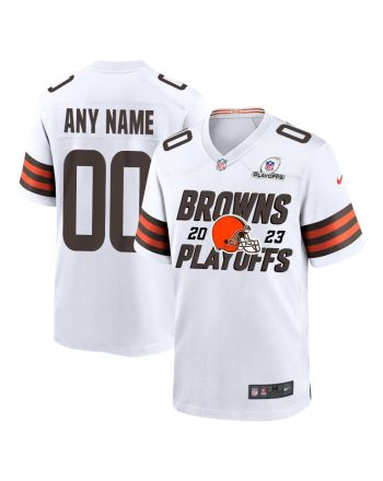 Cleveland Browns 2023 Playoffs Iconic Game Men Custom Jersey - White