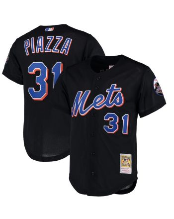 Mike Piazza 31 New York Mets Mitchell & Ness Mesh Batting Practice Jersey - Black