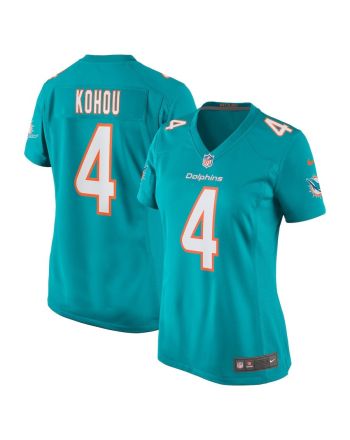 Kader Kohou 4 Miami Dolphins Women's Game Player Jersey - Aqua