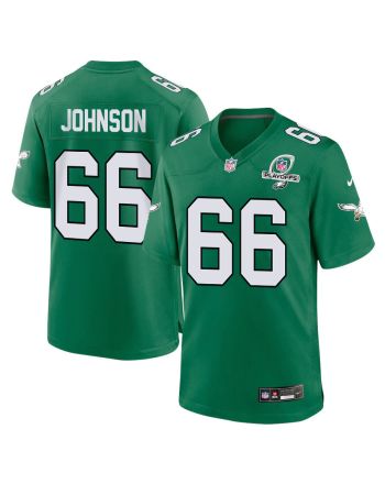 Roderick Johnson 66 Philadelphia Eagles 2023 Playoffs Patch Alternate Game Men Jersey - Kelly Green